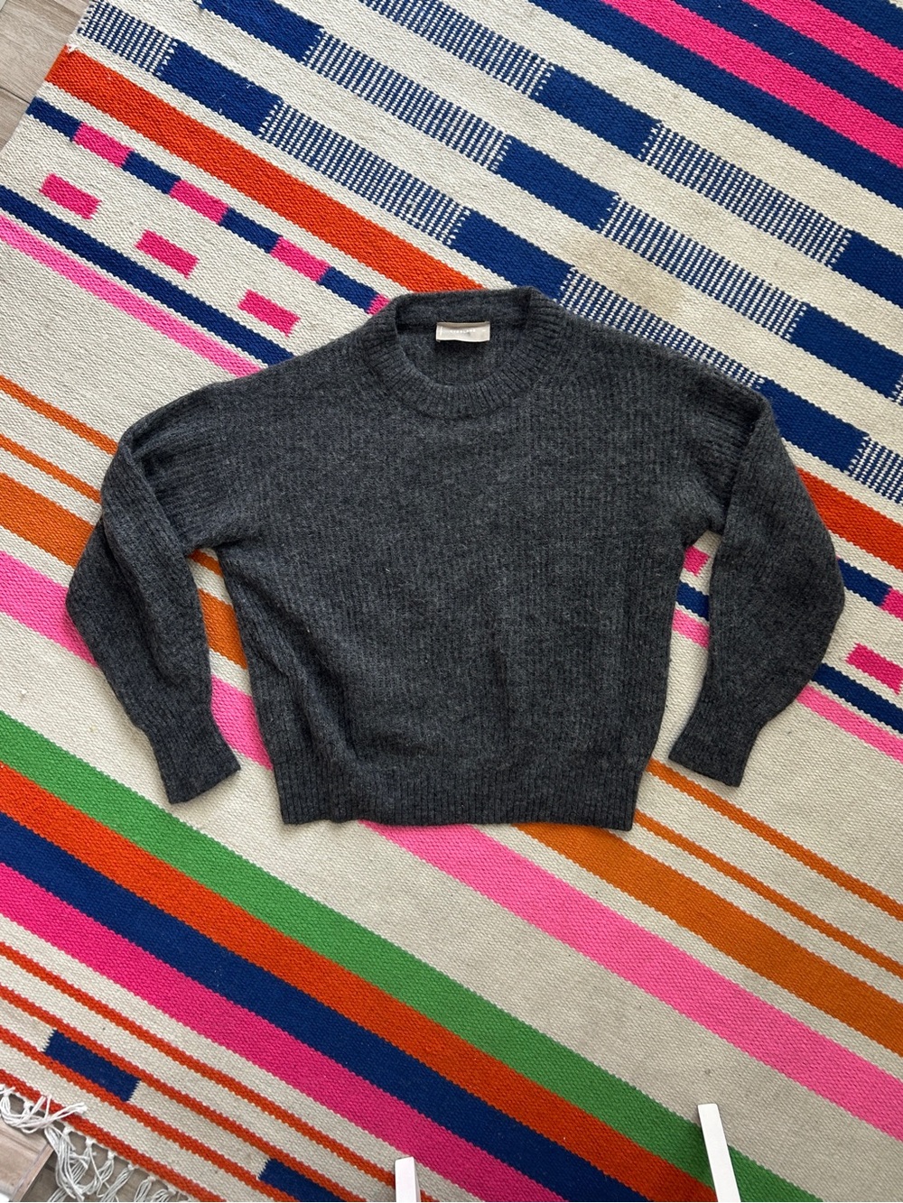 Everlane Alpaca Wool Charcoal Gray Cocoon Crewneck Sweater XS - Picture 3 of 8